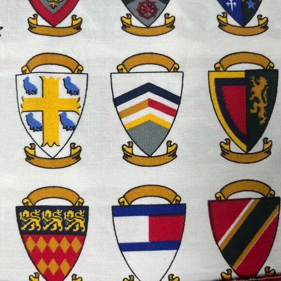 KING FLAT Tommy Hilfiger Royal Arms Crest Plaid Chambray Top Sheet Vintage - Picture 4 of 10